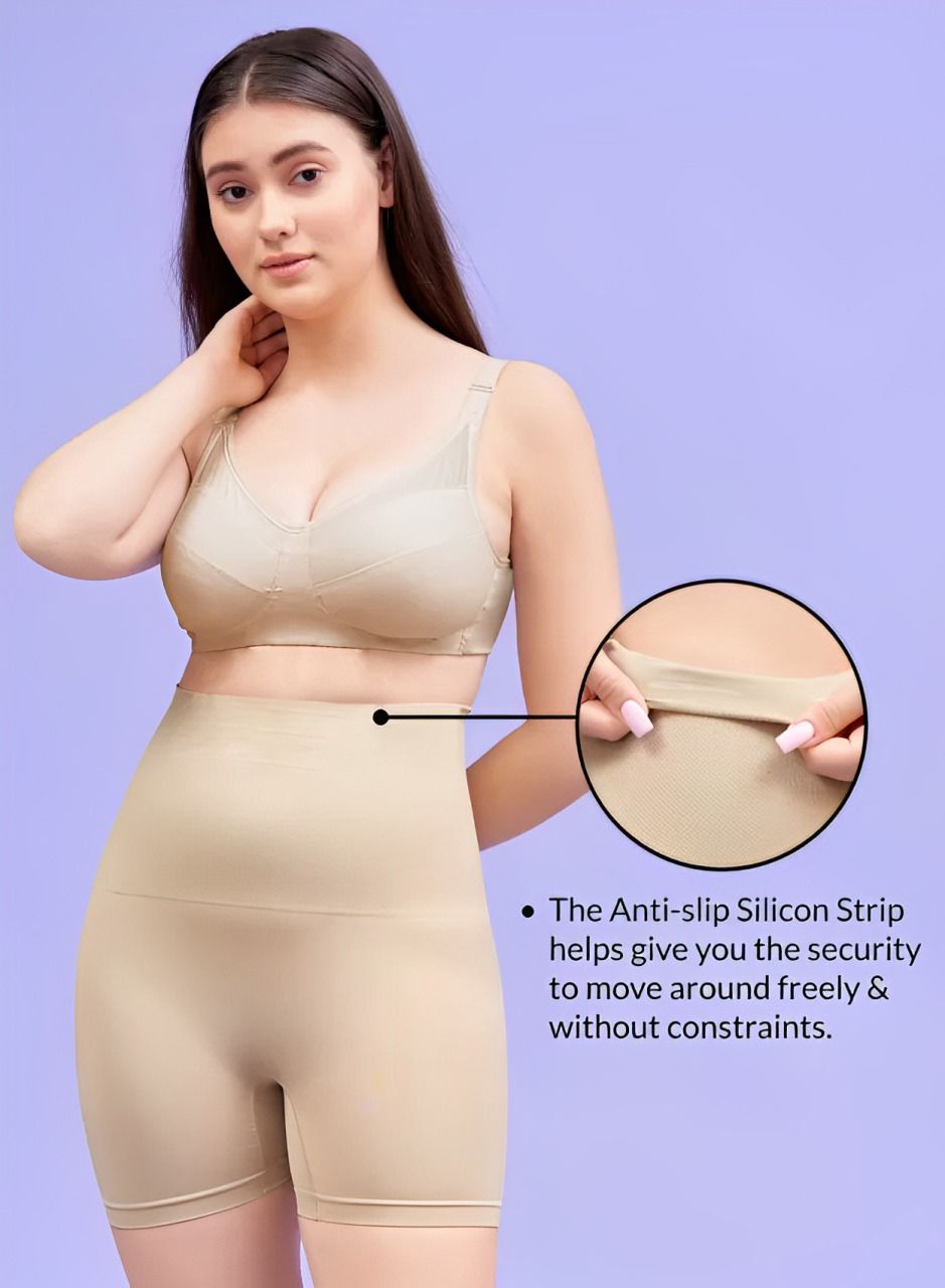High Waist with Silicone Strips, Tummy Tucker Women Body Shaper Comfort Seamless Women Shapewear-image-4