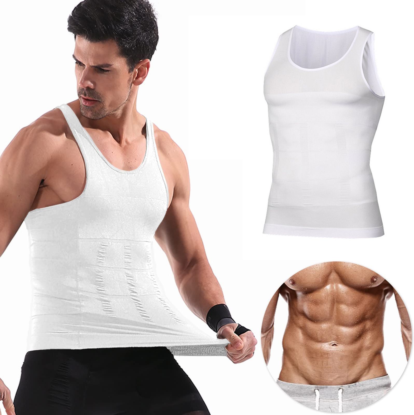 Slim 'N Lift Compression Shirt Slimming Body Shaper Vest Gym Workout Tank White Men Shapewear-image-10