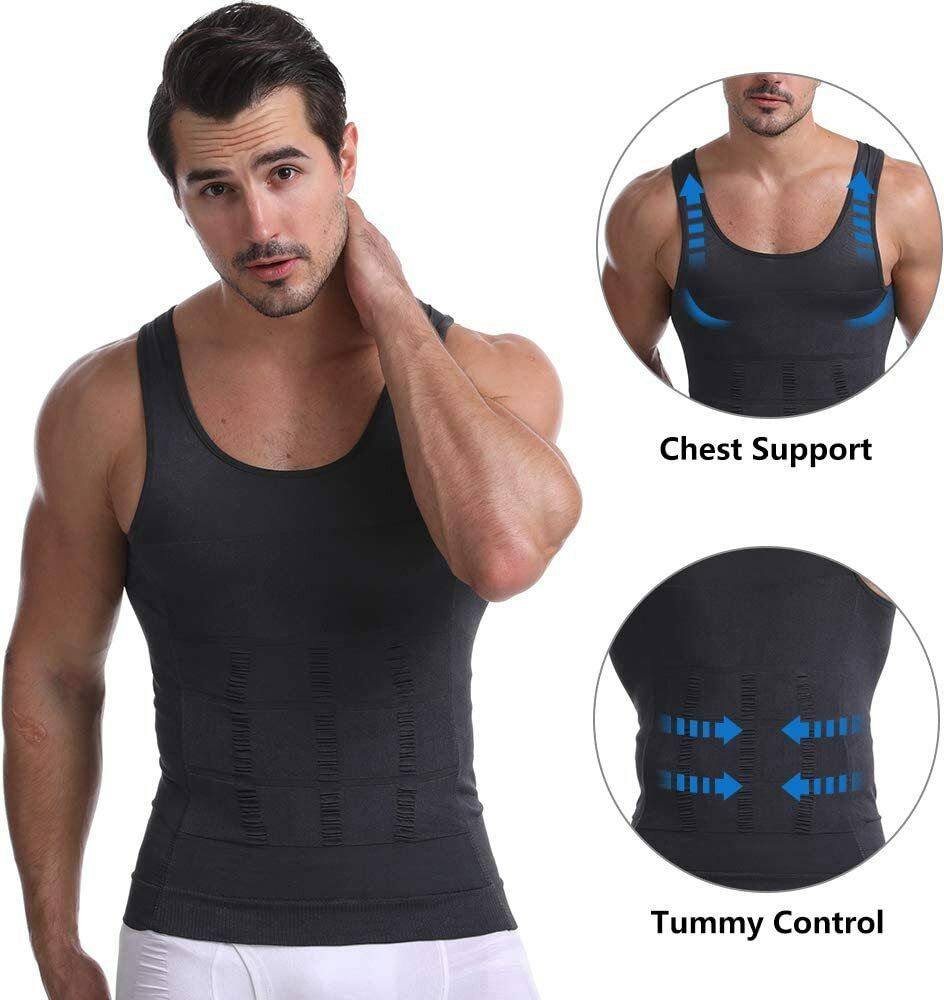 Premium Compression Tank Top Slimming Body Shaper Vest Tummy Control Undershirt Men Shapewear-image-38
