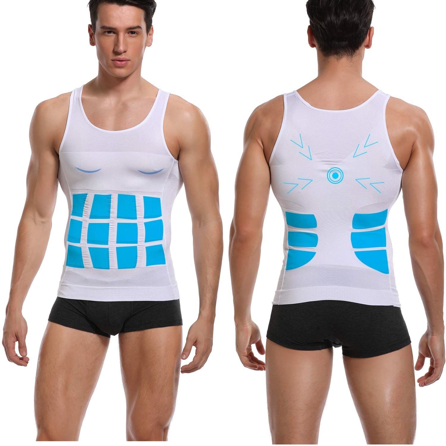 Compression Shirt Undershirt Slimming Tank Workout Vest Abs Abdomen Body Shaper Men Shapewear-image-28