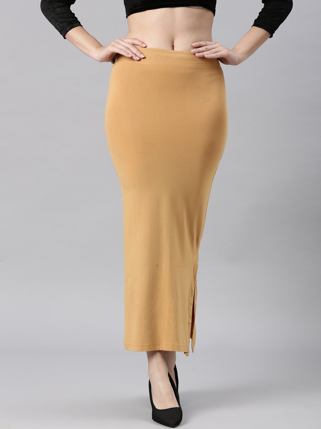 Honey Mustard Straight Fit Saree Skirt Women Shapewear-image-8