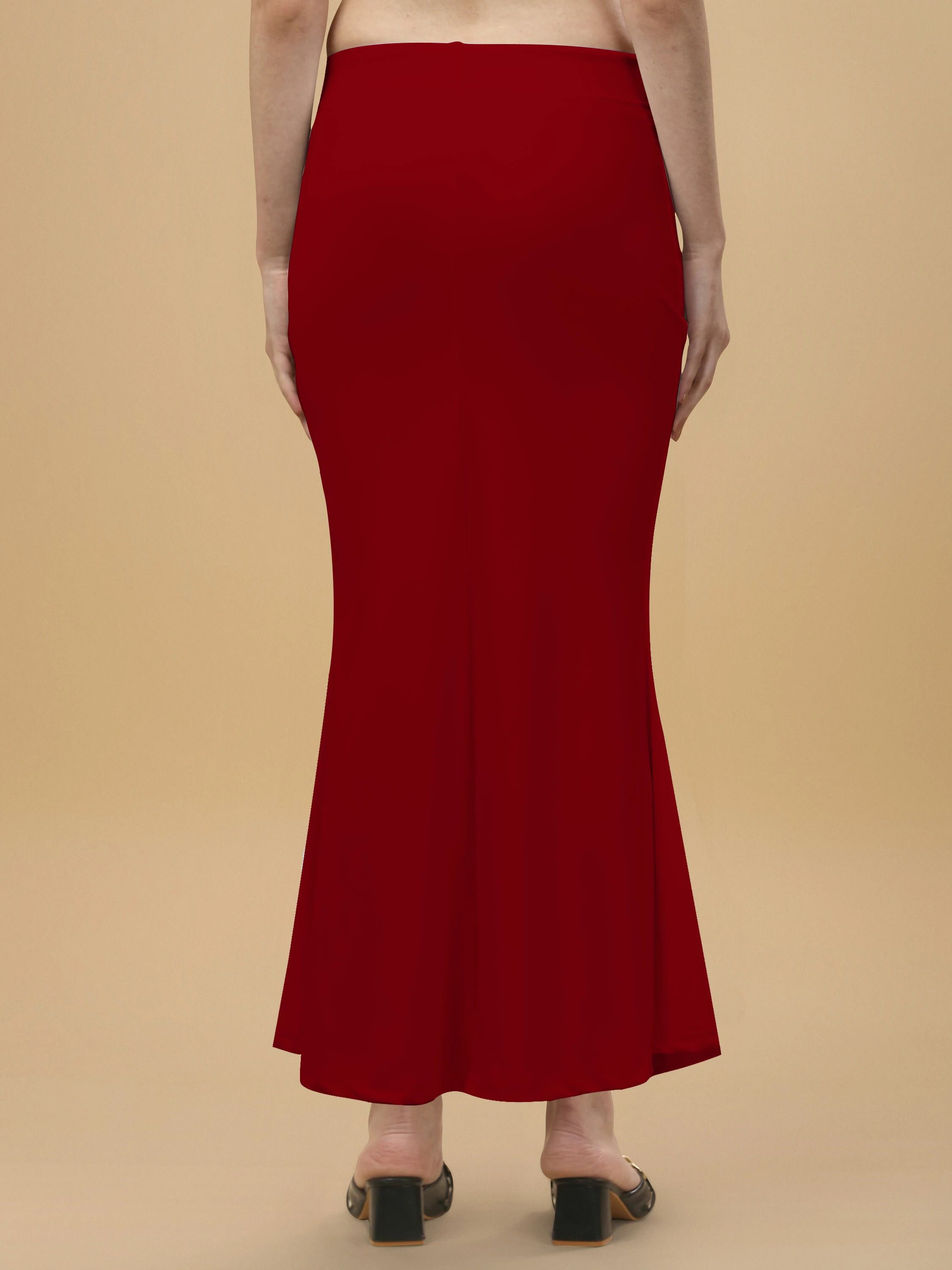 SHAYONAM FFishcut Saree Shapewear Maroon Lycra Bland Petticoat (S) Lycra Blend Petticoat-image-0