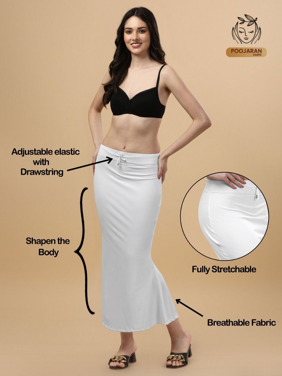 Kashikey creation FISH WHITE-XL Lycra Blend Petticoat-image-29