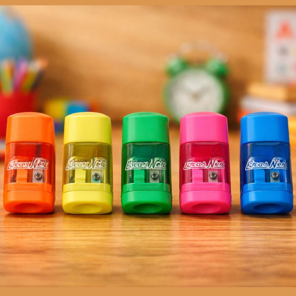 2 in 1 Neon Sharpener with Built-in Eraser All-In-One Dust Collector in 5 Shades Non-Toxic Eraser-image-20