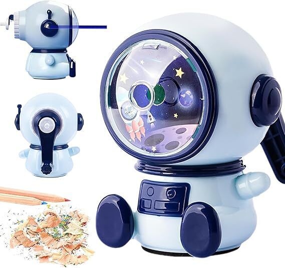 Trending Space Astronaut Pencil Sharpener for Kids Table Sharpener Machine Hand-Driver Roller Mechanical Pencil Cutter Sharpener-image-3