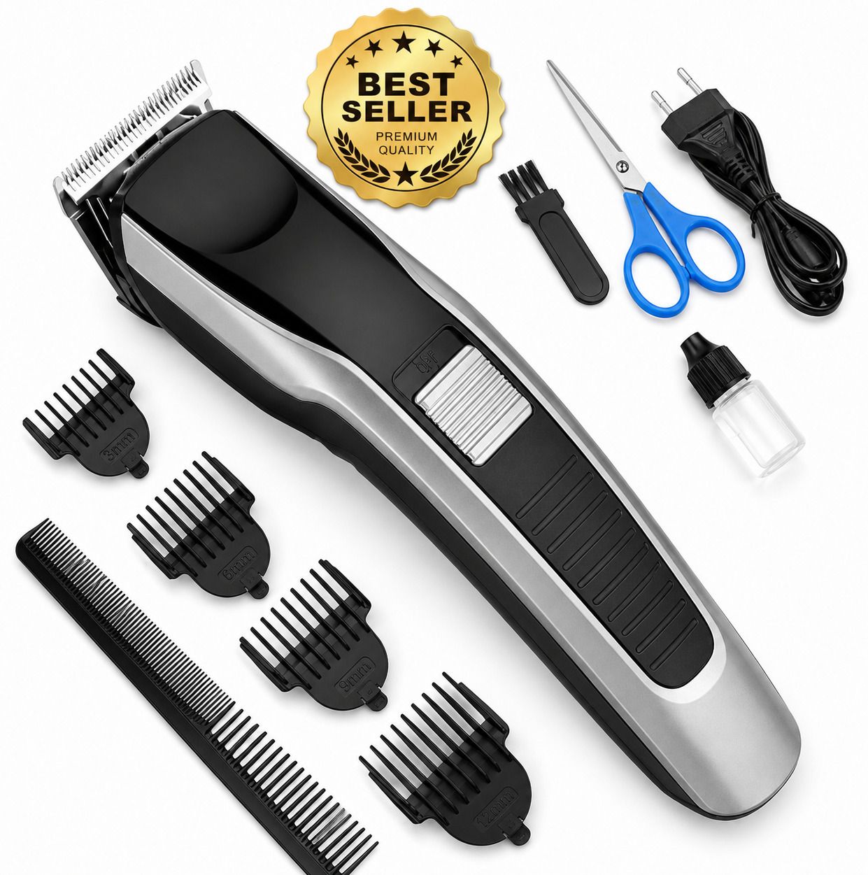Zeno volt Men's Beard and Hair Trimmer Kit with Scissors Comb Oil Bottle and USB Cable Fully Waterproof Trimmer 60 min Runtime 4 Length Settings-picture-11