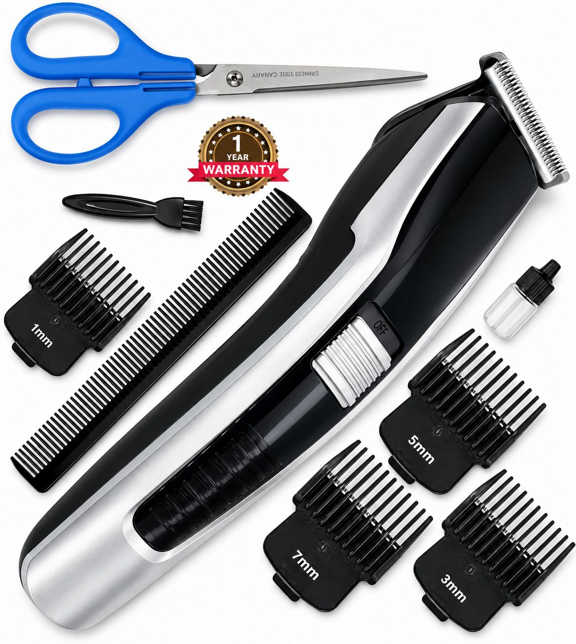 Zeno volt Rechargeable Hair Trimmer Kit with 4 Guide Combs, Scissors & USB Charging Cable Fully Waterproof Trimmer 60 min Runtime 4 Length Settings-image-24