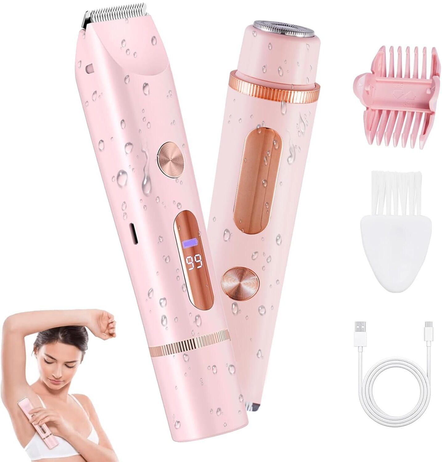 HVG TRADERS 2-in-1 Women's Electric Shaver & Trimmer for Face, Body, Eyebrows & Bikini Line Shaver For Women-image-14
