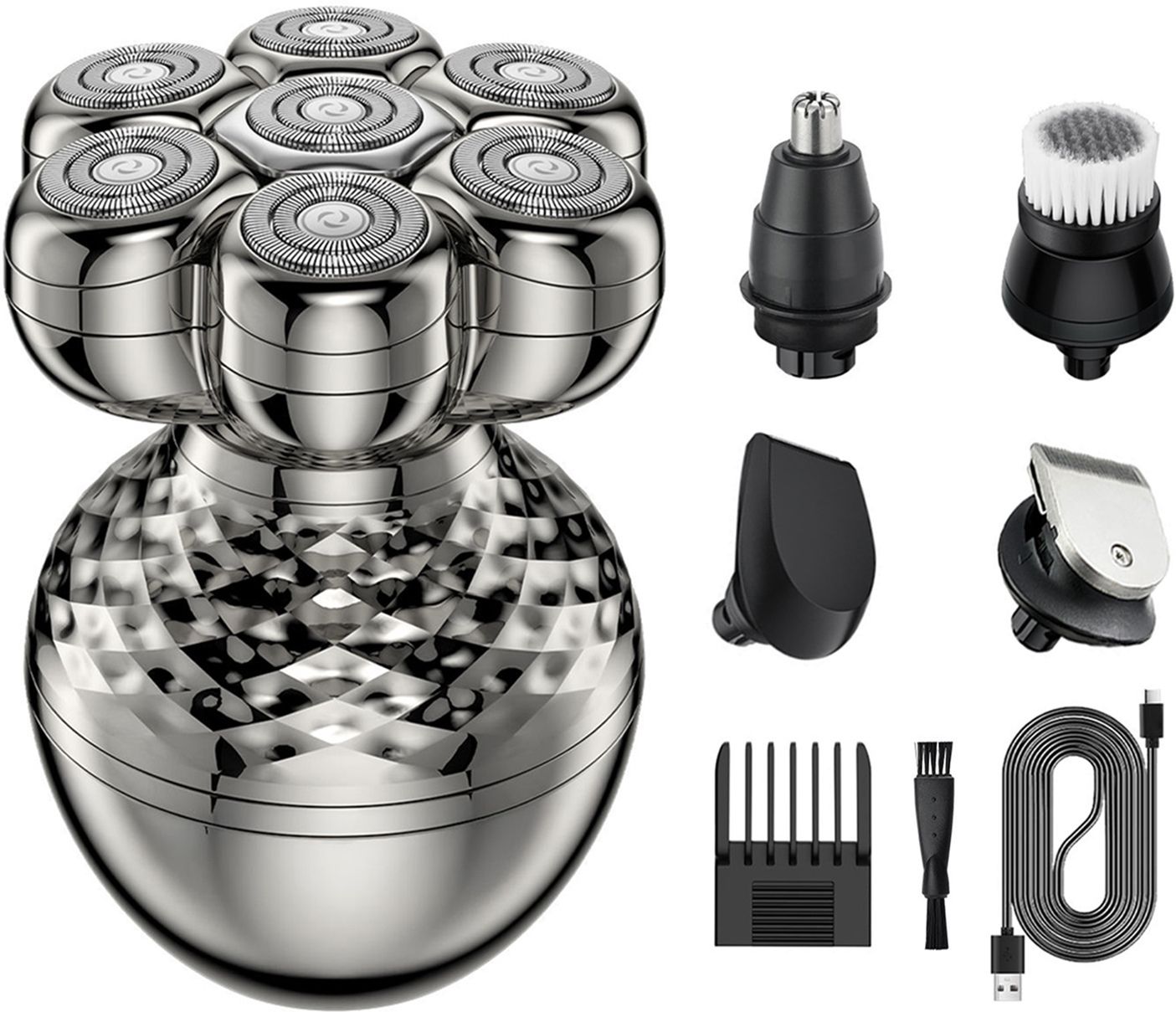 Retails Infinity New 7-Head Rotary Electric Shaver with LED DISPLAY IPX6 Waterproof Shaver For Men-image-40