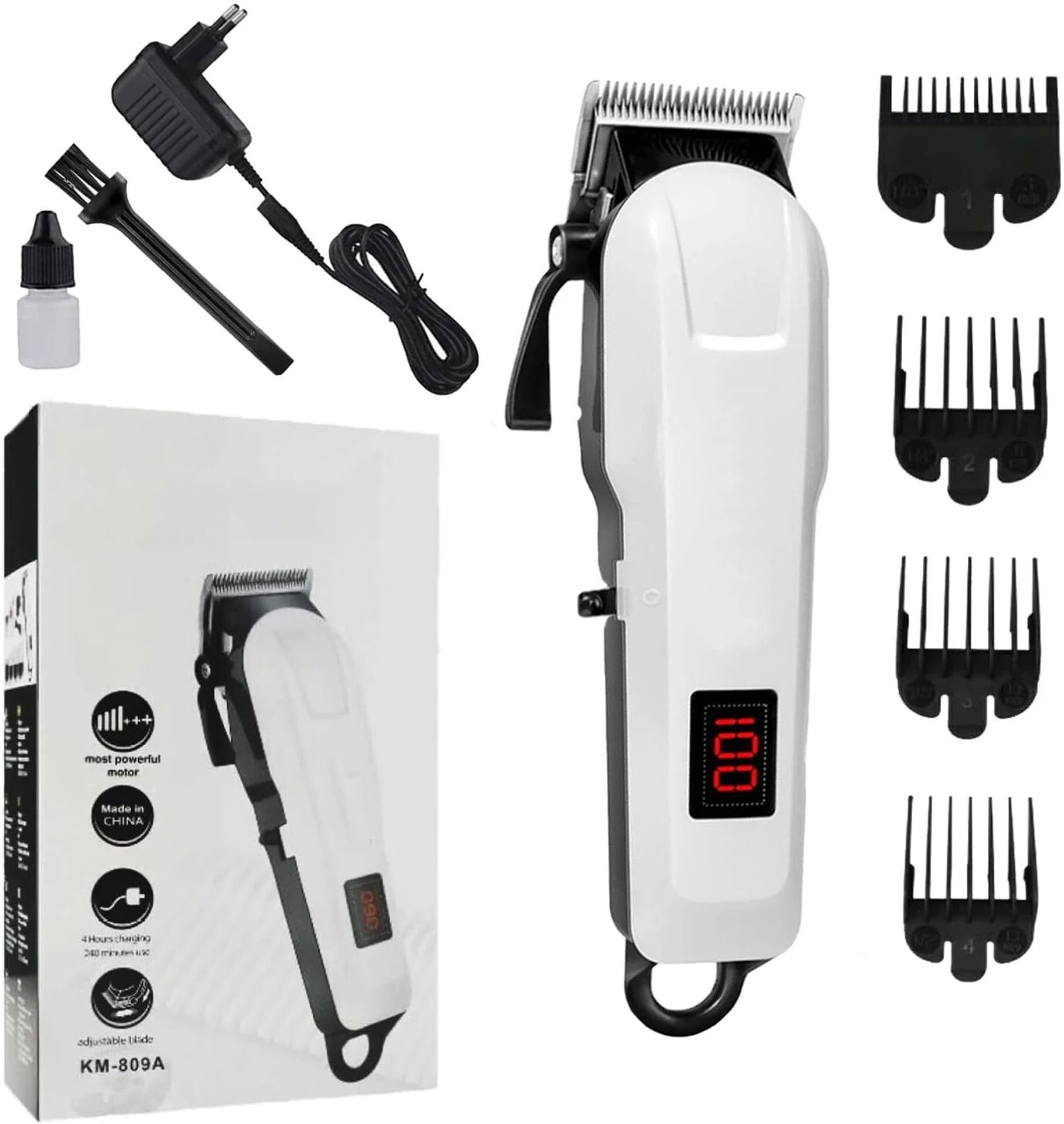 Zeno volt Professional Rechargeable Hair Clipper Trimmer with LED Display & 4 Guide Combs Trimmer 240 min Runtime 5 Length Settings-image-38