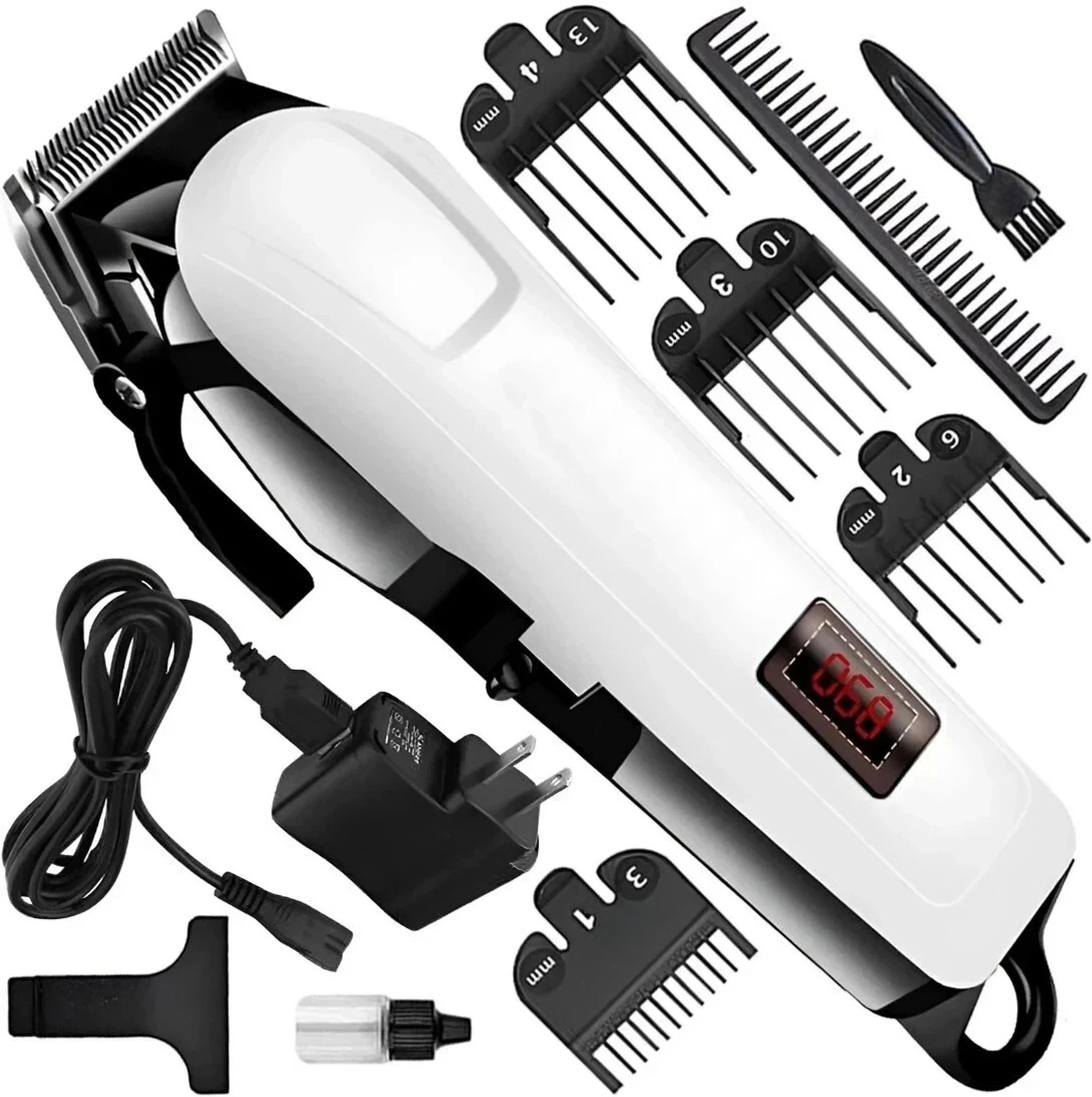 Zeno volt COMBO BARBAR APRON 809 A CLIPPERProfessional Cordless Rechargeable LED Display Shaver For Men, Women-image-14