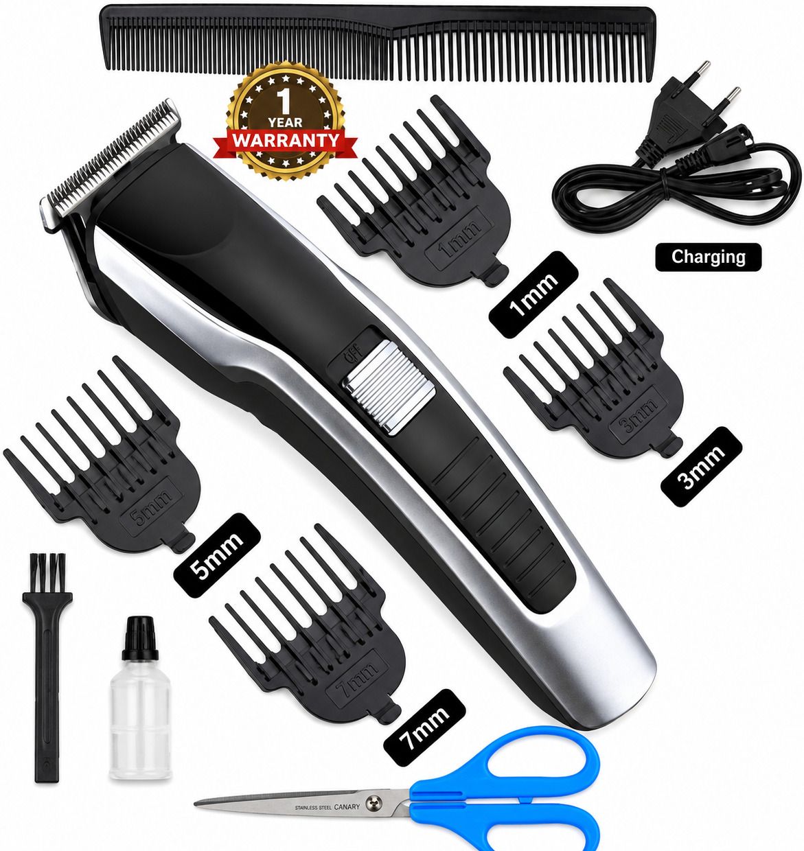Zeno volt Multi-Length Hair Clipper Kit with 4 Attachment Combs and USB Cable Fully Waterproof Trimmer 60 min Runtime 4 Length Settings-picture-10