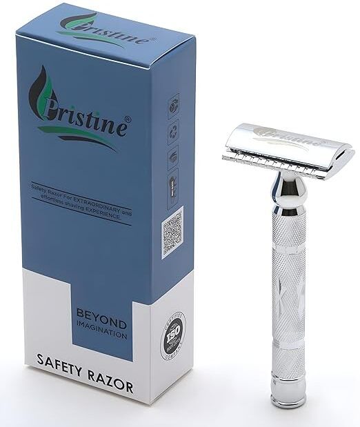 Double Edge Men Shaving Safety Razor – Chrome PS-15 (Close Comb) Shaving Brush-image-37