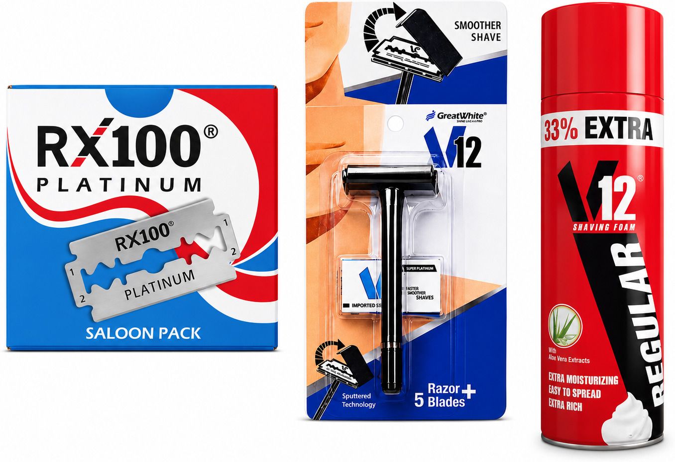 SAFETY RAZOR WITH RX100 SHAVING BLADE & REGULAR 400 ML SHAVING FOAM-image-37