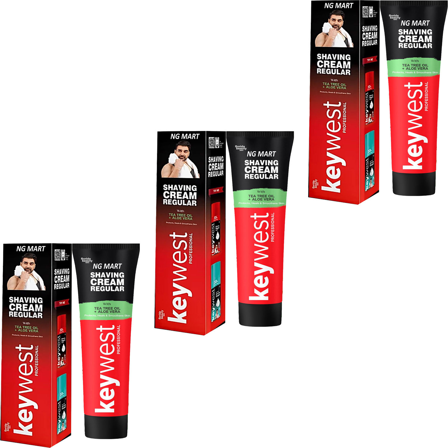 ng mart KEYWEST SHAVING CREAM RGULAR FOR INSTANT CLEAN & SMOOTH SKIN PAK OF - 120g x 3 image 1