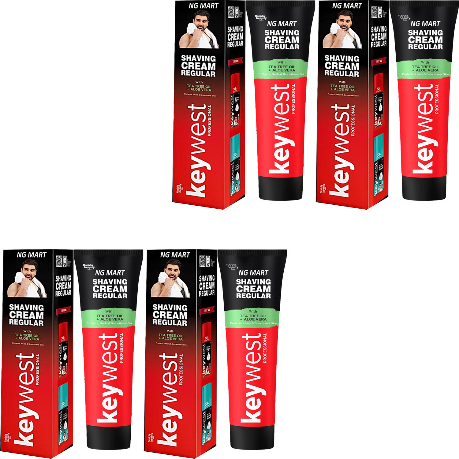 ng mart KEYWEST SHAVING CREAM RGULAR FOR INSTANT CLEAN & SMOOTH SKIN PAK OF - 120g x 4 image 1