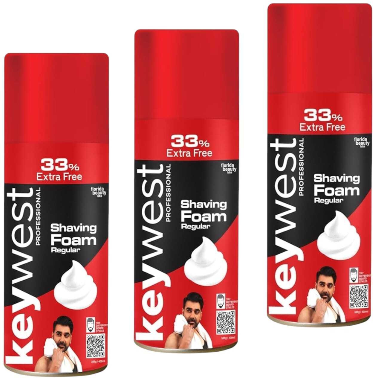 ng mart KEY WEST REGULAR SHVING FOAM FOR PERFACT SHAVES & GLOW SKIN PACK OF - 500g x 3 image 1