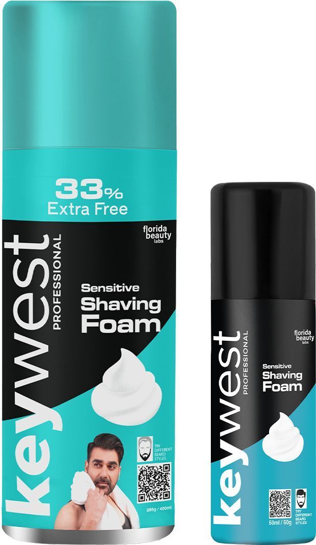 keywest Sensitive Pre-Shaving Foam for Men 385+50 gm With Aloe Vera & Oats-picture-17