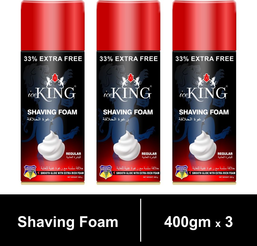 Ice King No.1 Regular skin type shaving foam for smooth shave(Pack of 3)|1200gm|-image-22