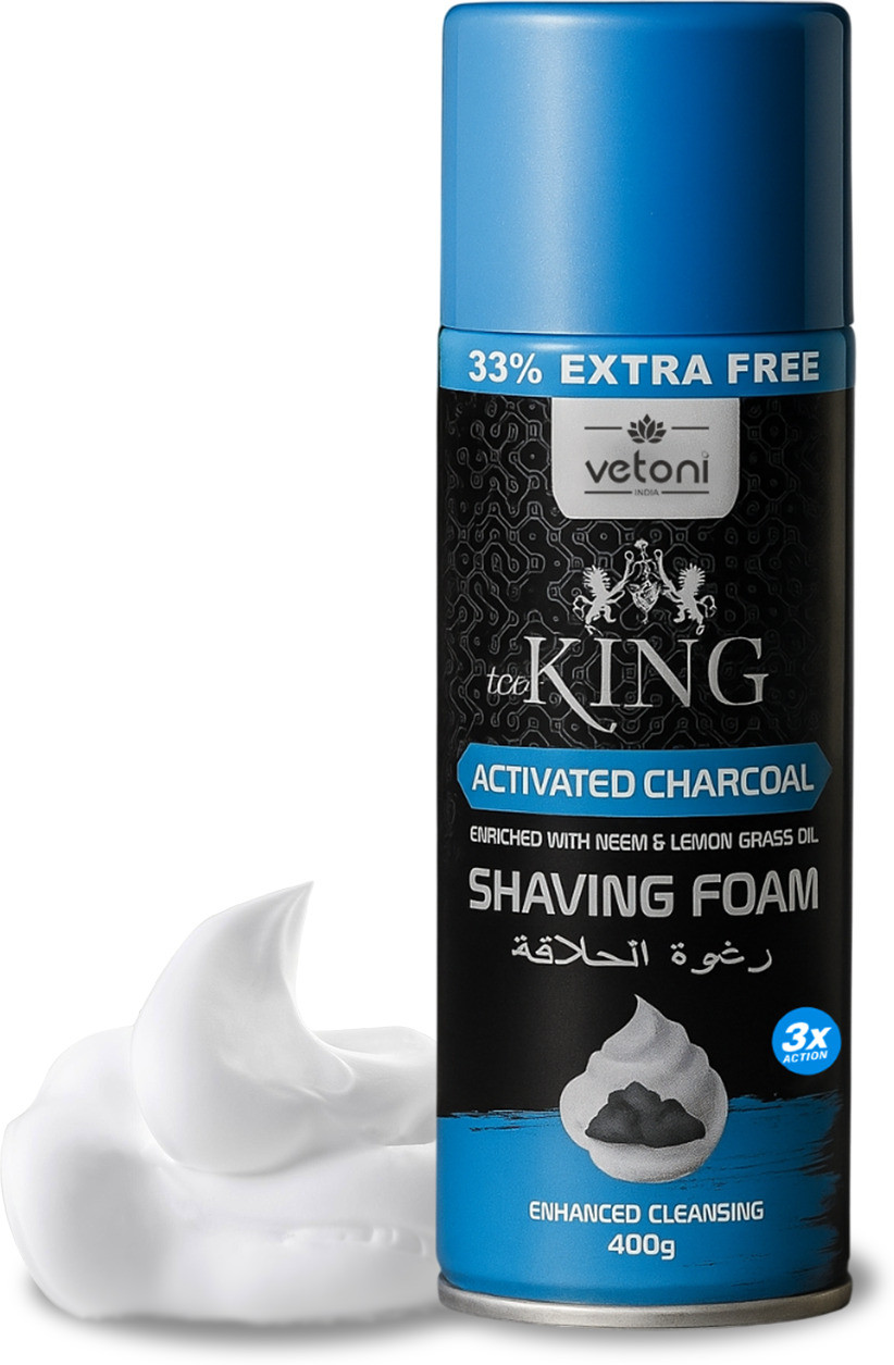vetoni ICE KING Charcoal Shaving Foam for Men 400ml | Deep Clean & Refreshing image 1