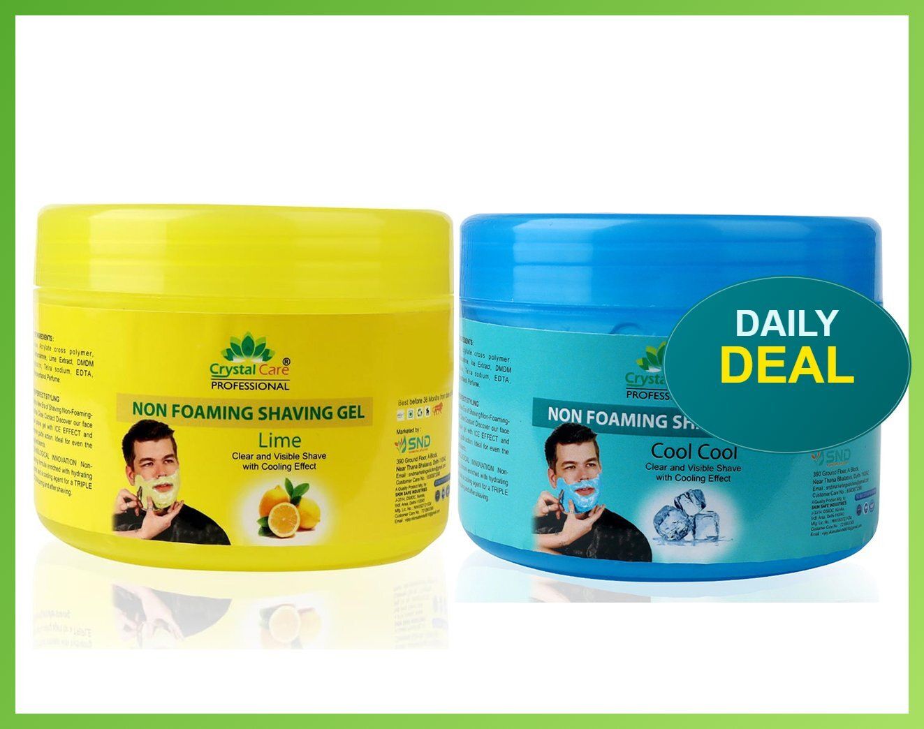 crystal care Natural Non Foaming Shaving Gel cool+lime 400+400 for Face & Beard 800 ml | Easy-picture-20