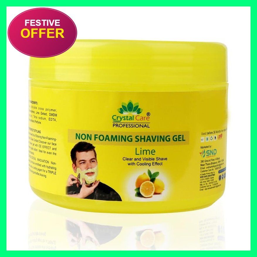 crystal care Natural Lime Non Foaming Shaving Gel for Face & Beard 400 ml | Quick & Smooth Sh-picture-23