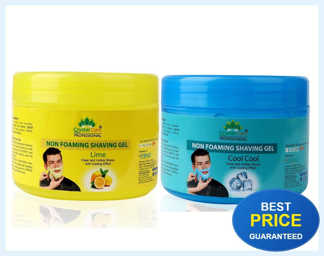 crystal care Best Non Foaming Shaving Gel cool+lime 400+400 for Men Women 800 ml | Gentle Sha-picture-26