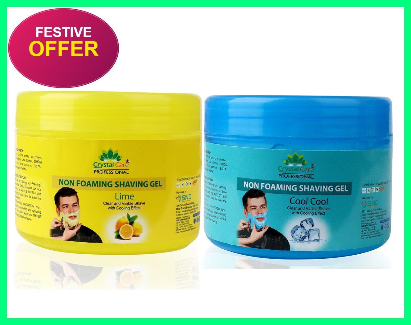 Salon Quality Non Foaming Shaving Gel cool+lime 400+400 800 ml | Smooth & Glowin-image-13