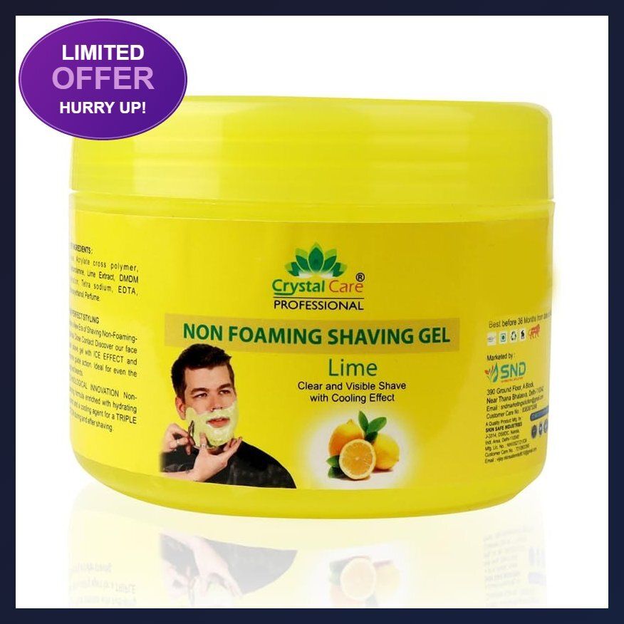 crystal care Premium Lime Non Foaming Shaving Gel 400 ml | Soft Skin Shaving for Daily Groomi-picture-30