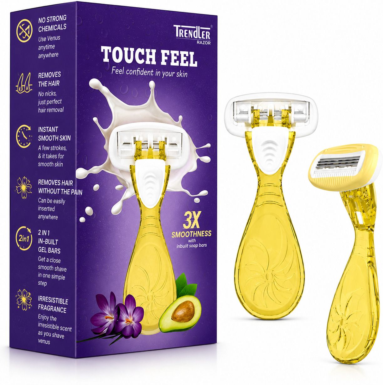 Women's Mini Yellow Travel Razor with Built-in Soap Bars | Disposable Body Razor, Women-image-30