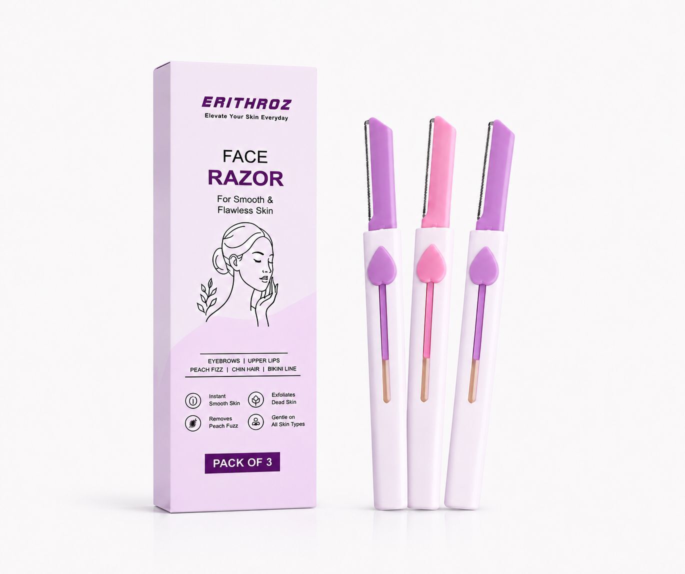 erithroz Swipe Reusable Face Razor for Woman| Adjustable Blade For Eyebrows, Upper Lip, Women-picture-31