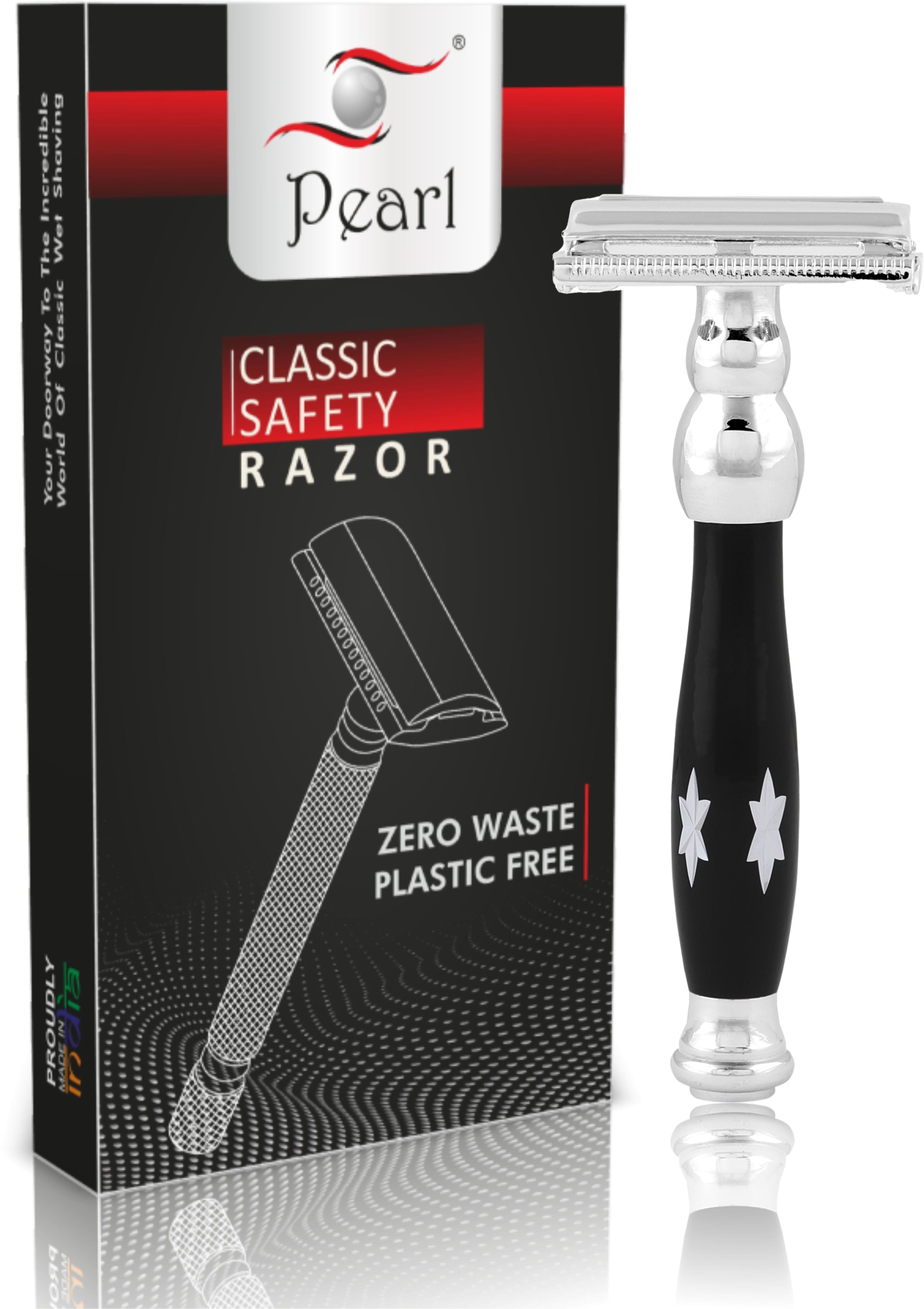 pearl shaving Shaving Double Edge Butterfly Safety Razor P- 81D (Black), Men-picture-16