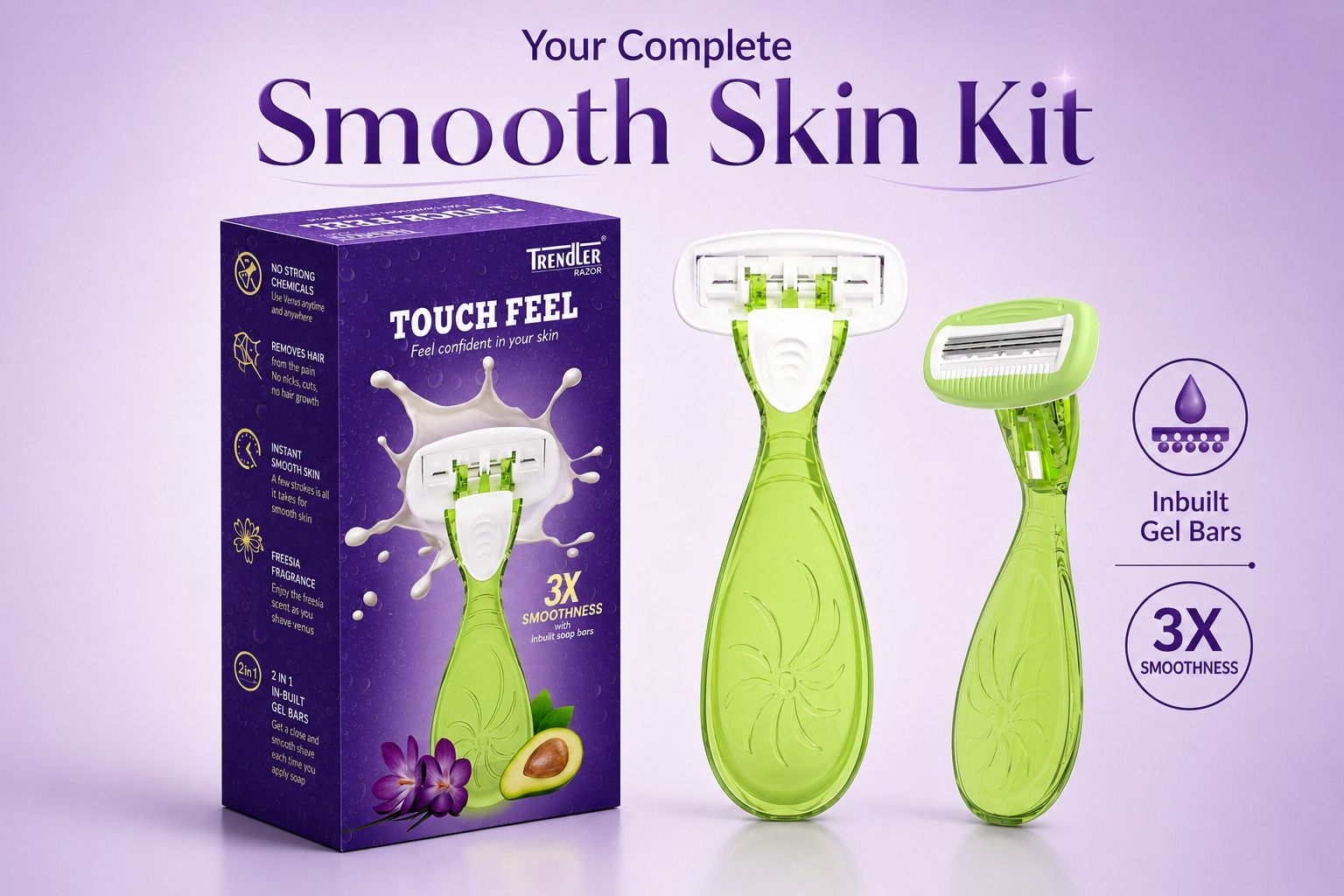 romil enterprise Mini Green Razor for Women | Travel-Friendly 3-Blade Razor with Smooth Shaving, Women-picture-11
