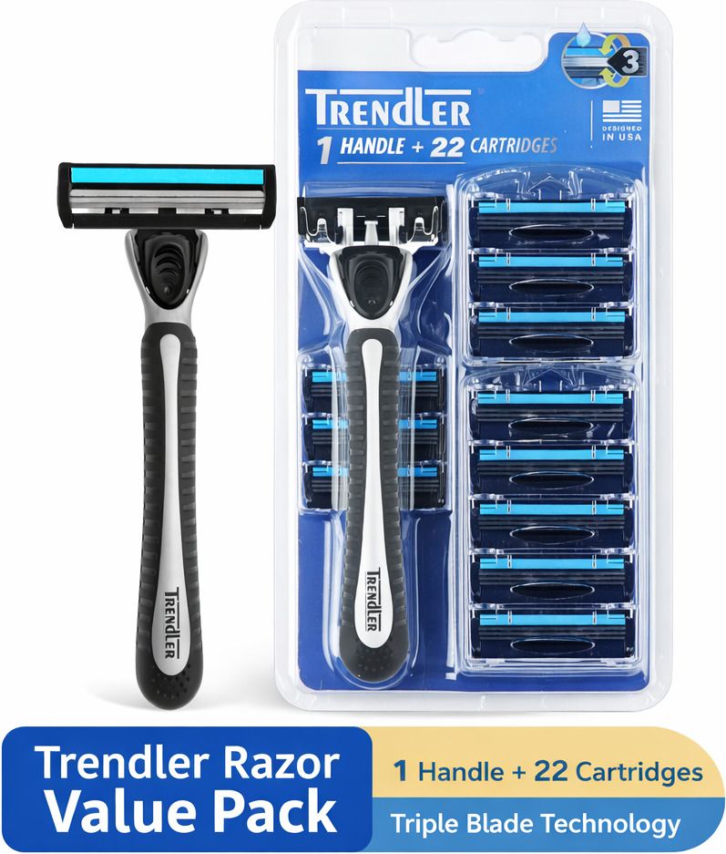 Blade Razor for Men | 1 Handle 22 Cartridge Refills | Smooth Glide Shaving, Men-image-33