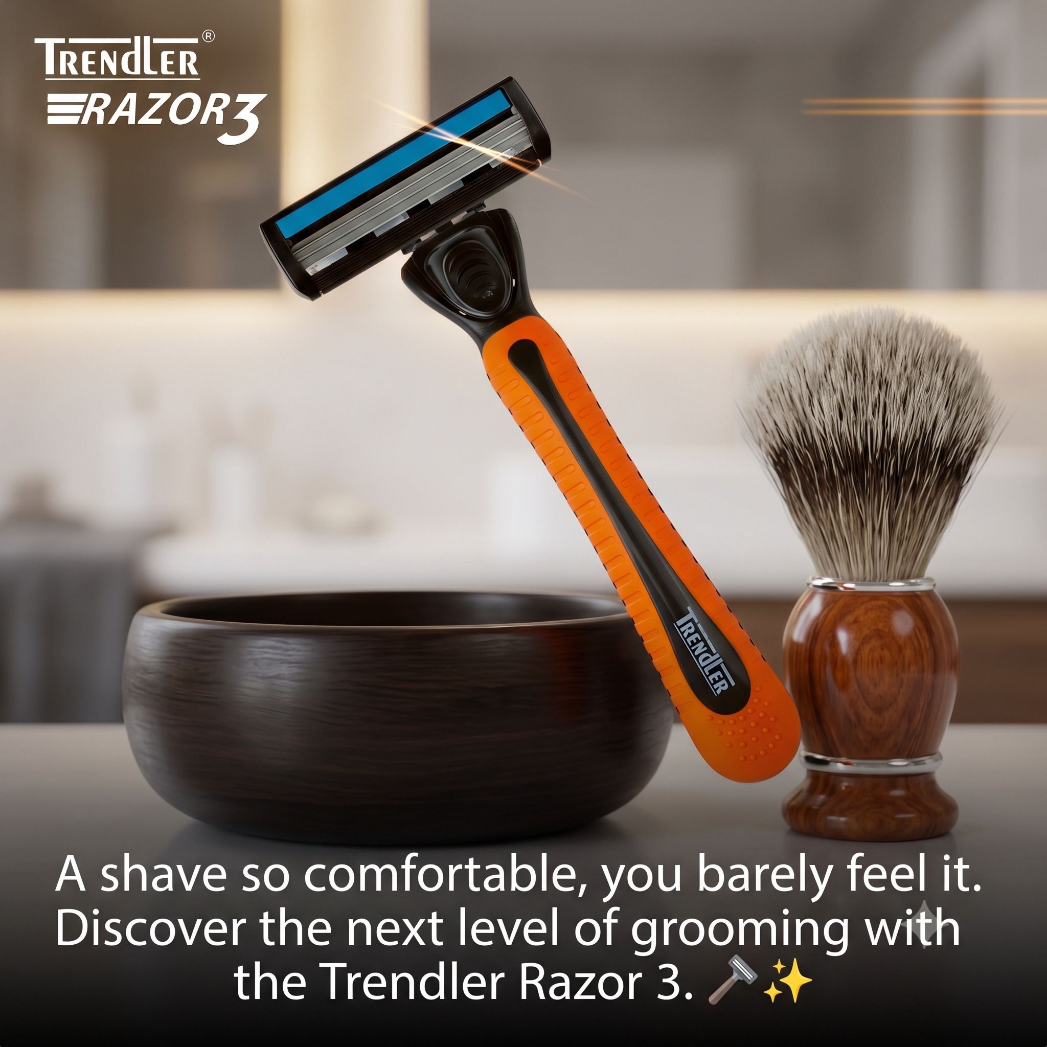 Orange Razor for Men,1 Handle+4Cartridges,3 Blade Razor,Smooth Comfortable Shave, Men-image-31