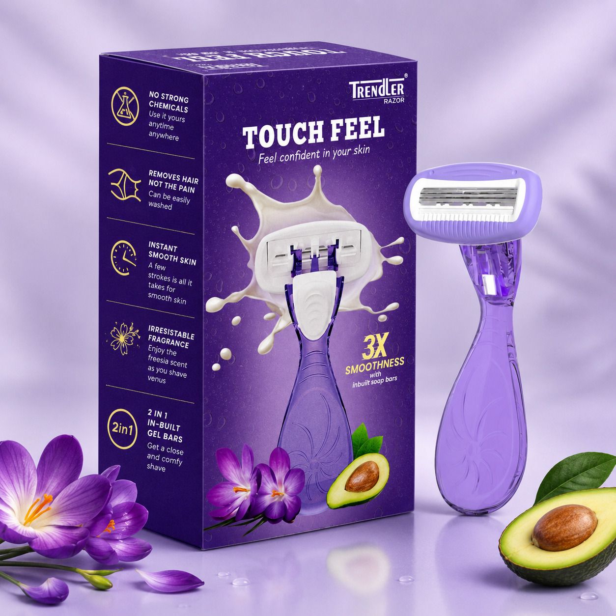 Women Mini Purple Travel Razor with Built-in Soap Bars,Disposable Body Razor, Women-image-37