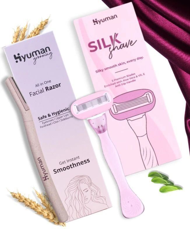 hyuman SilkShave Body Razor & Face Razor Combo Pack 1 Body Razor +1 Face Razor, Women-picture-19