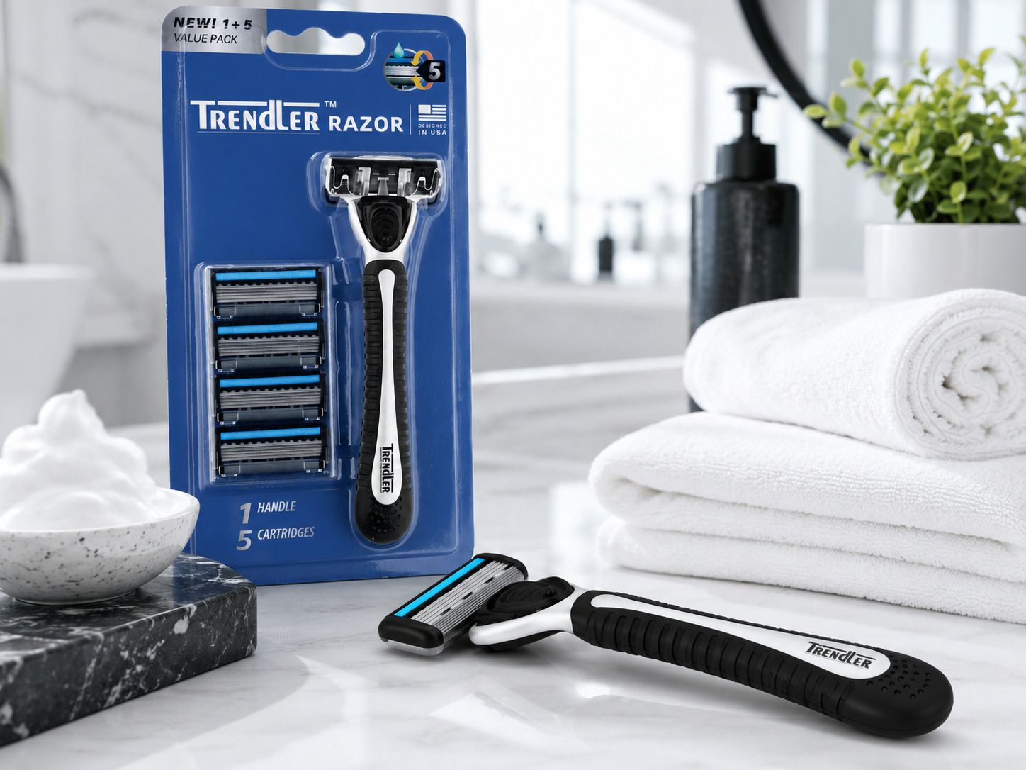 5-Blade Manual Shaving Razor with 5 Cartridges, Men-image-10
