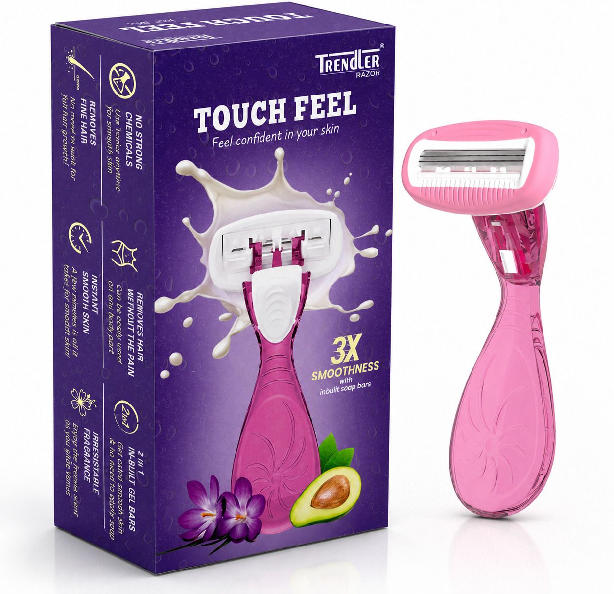 Touch Feel Compact Women Pink Mini Travel Razor with Moisturizing Gel Bars, Women-image-41