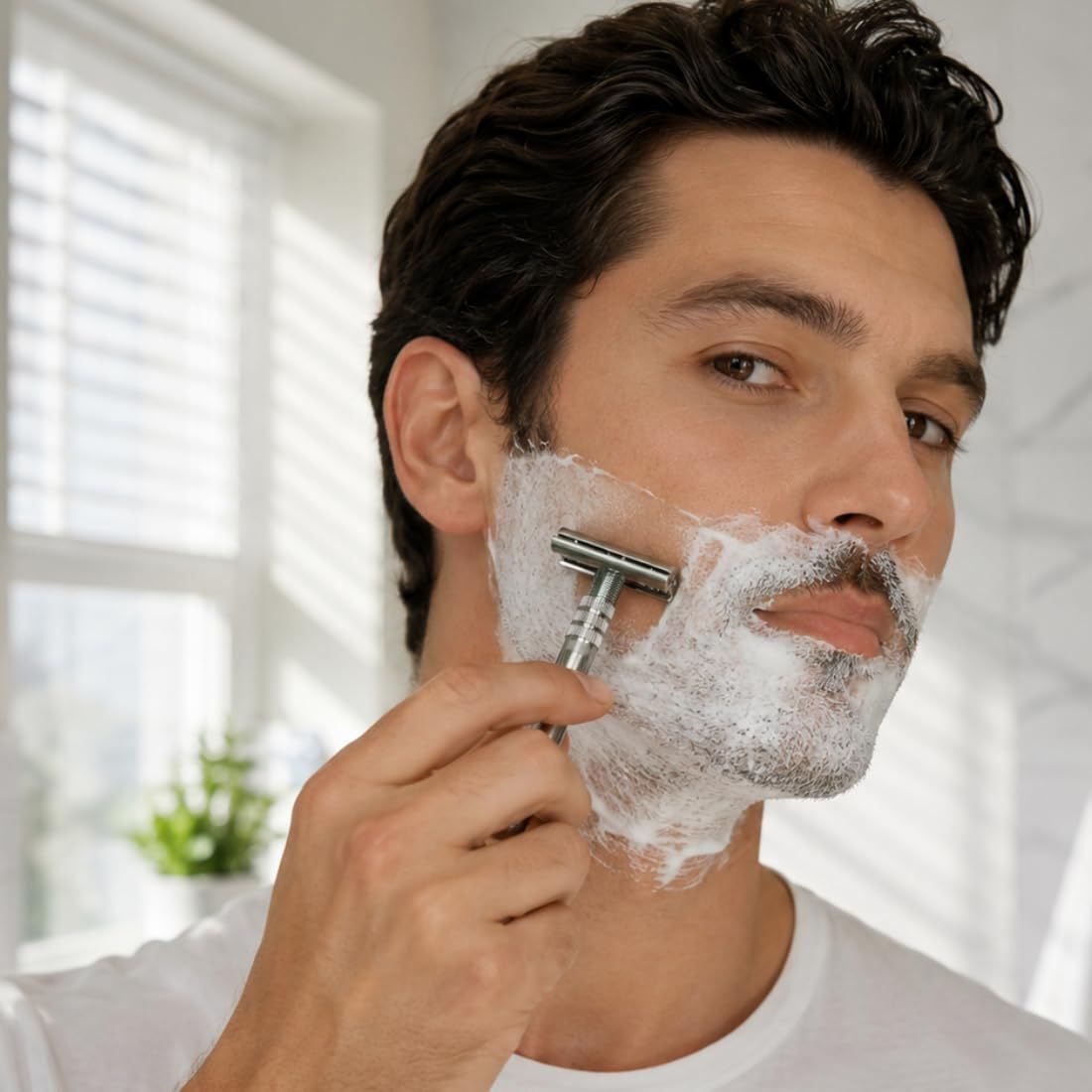 Premium Brass Handle Safety Razor with Stainless Steel Head, Men-image-48