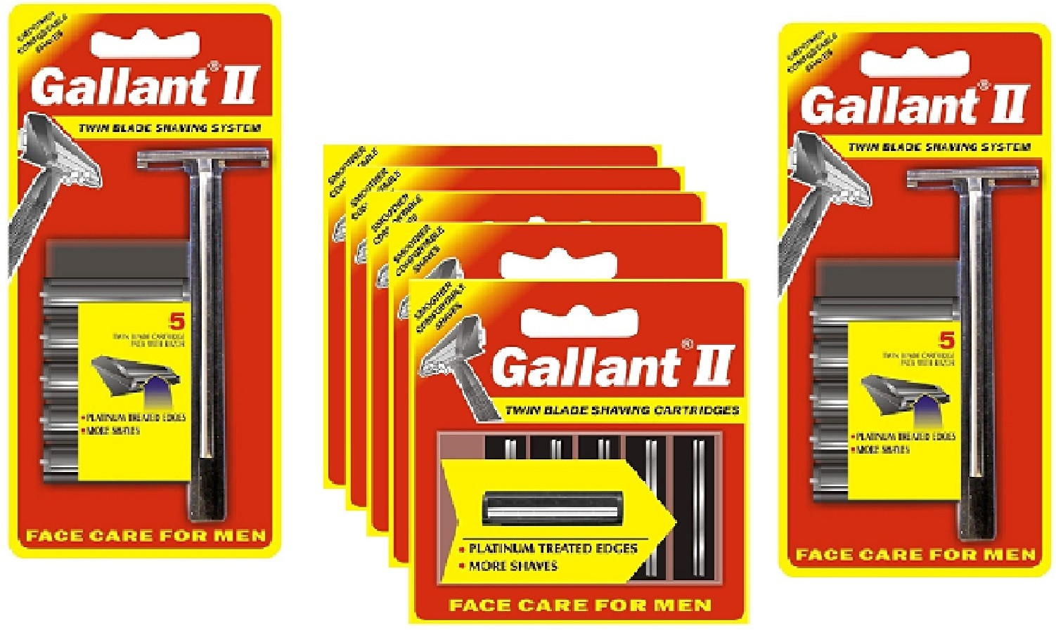 gallant II Shaving Razor Seto of 2 & Shaving Cartridges Set of 5, Men image 1