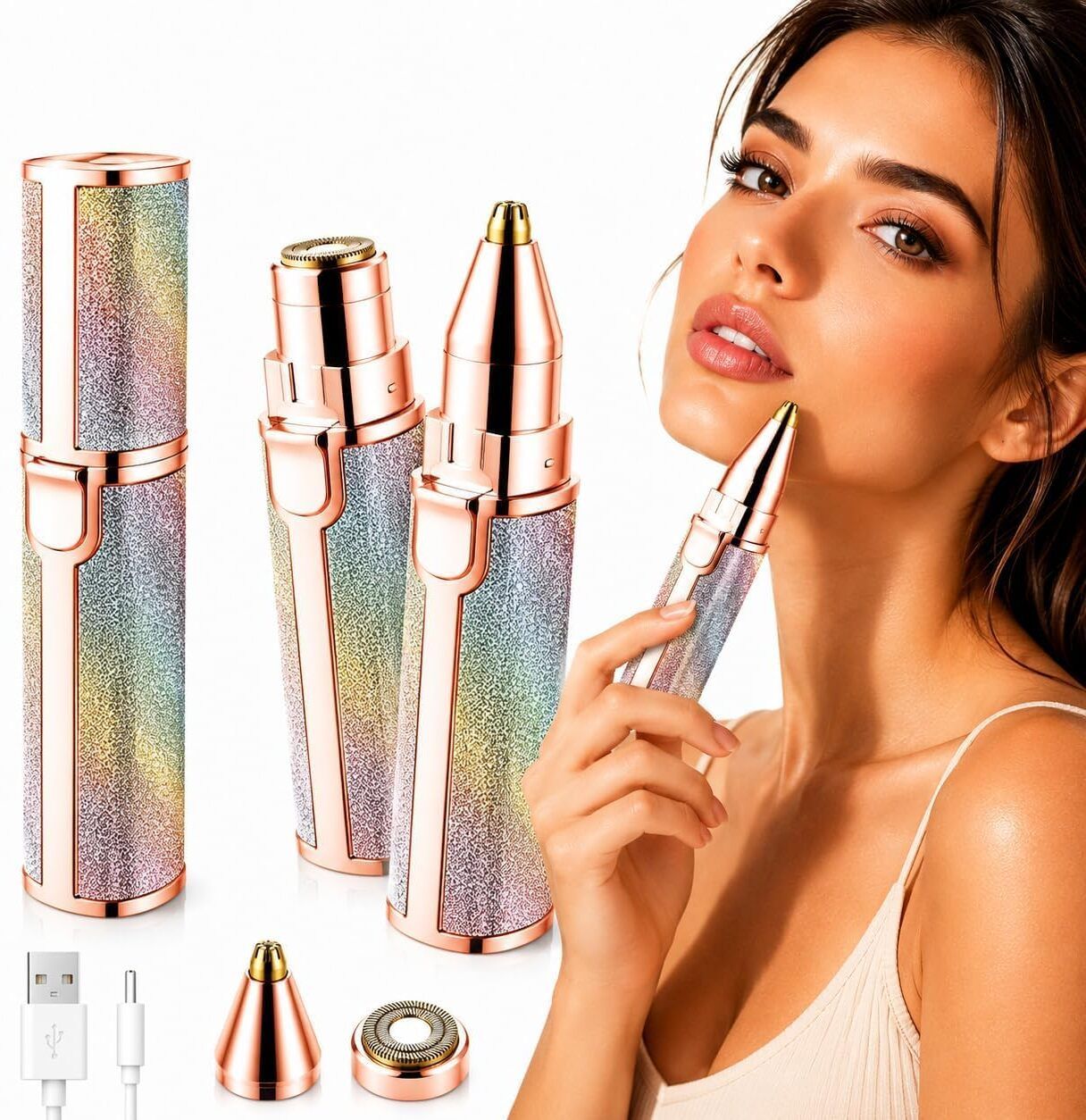 Dual Head Cordless Facial Hair Trimmer and Eyebrow Shaper Pen, Women-image-21