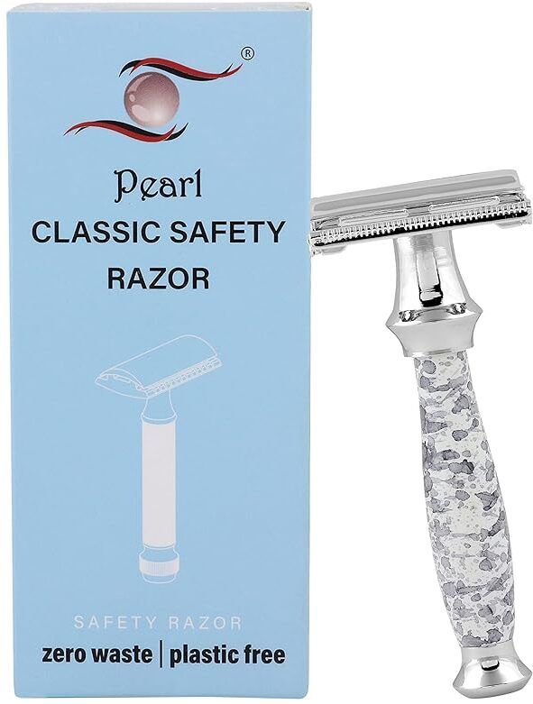 PSR Double Edge Butterfly Safety Razor (SS-95 Marble White, Men-image-48