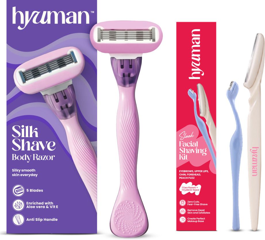 Silkshave 5 Blade Body Razor + 1 Face Razor + 1 Eyebrow Razor Grooming Kit, Women-image-35