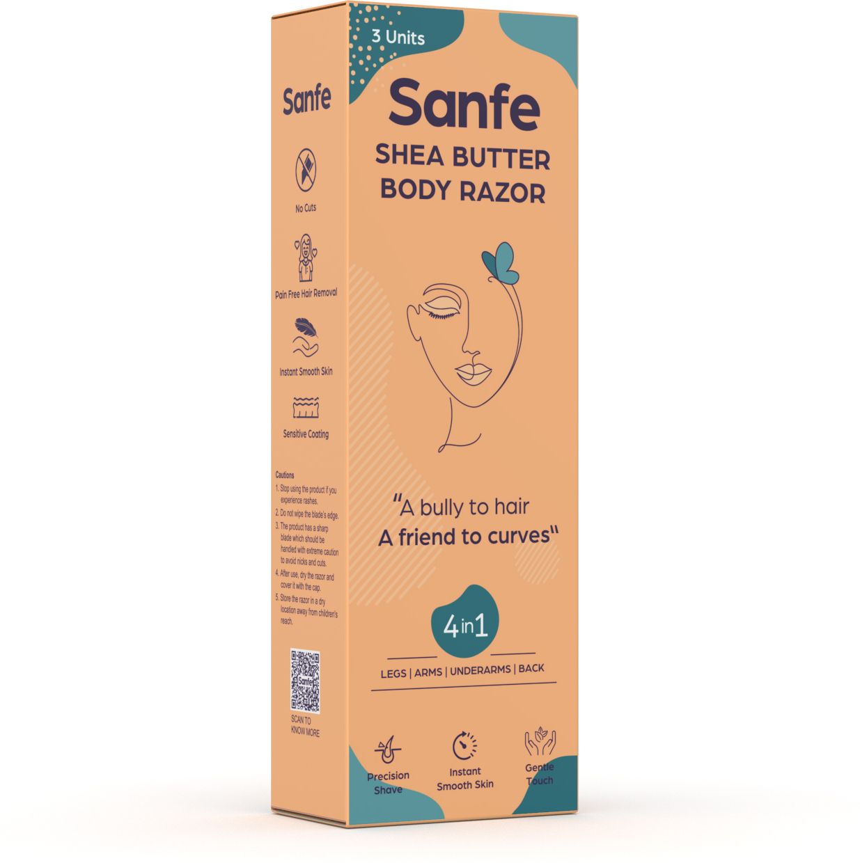 sanfe Shea Butter Body Razor for Women's Hair Removal - Pack of 3 with New No Cut Technology | Comfortable Handle | Instant & Pain Free Remover | For Arms, Legs , Stomach and Underarms |Protective Sleeve and Anti-Slip Grip | Precision Shave, Smooth & Shiny Skin, Women-picture-28