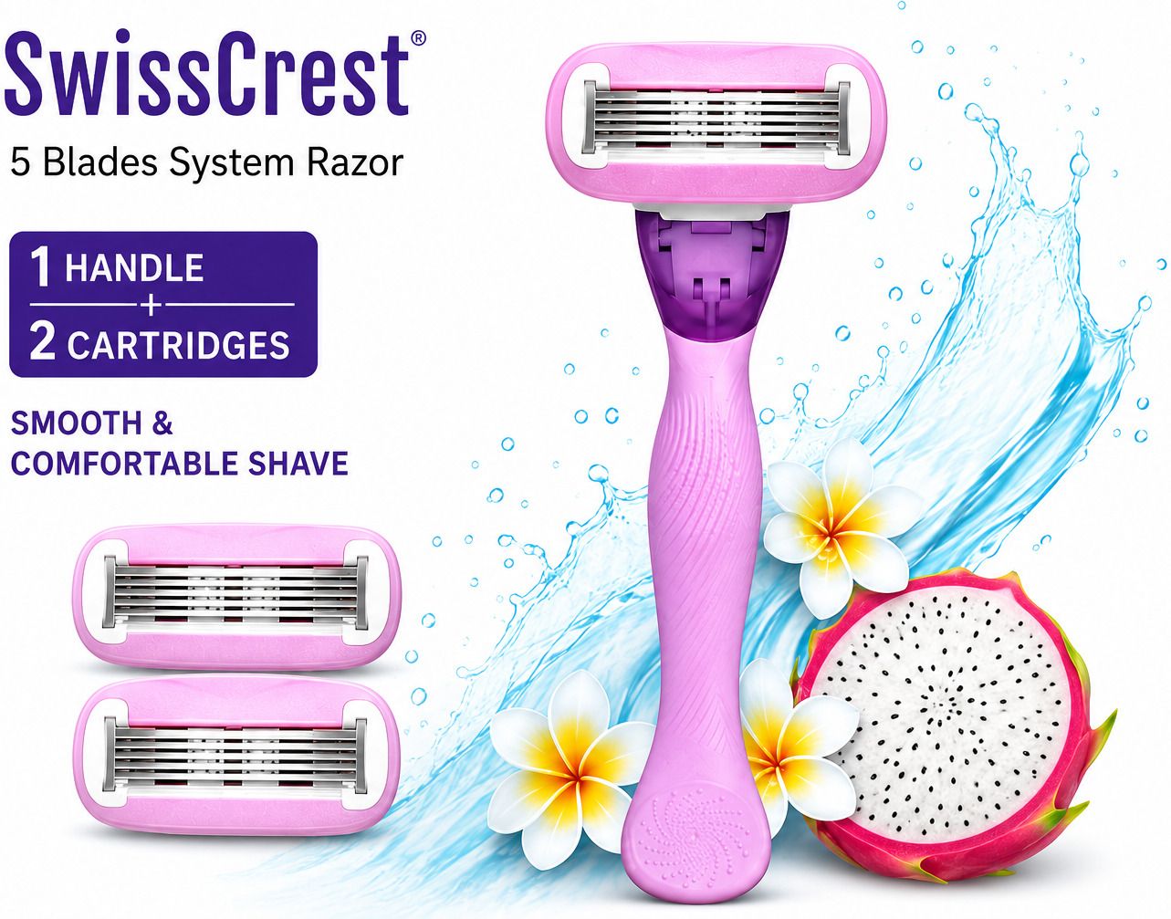 5 Blades System Razor with Lubricating Strip - 1 Handle + 2 Cartridges-image-21