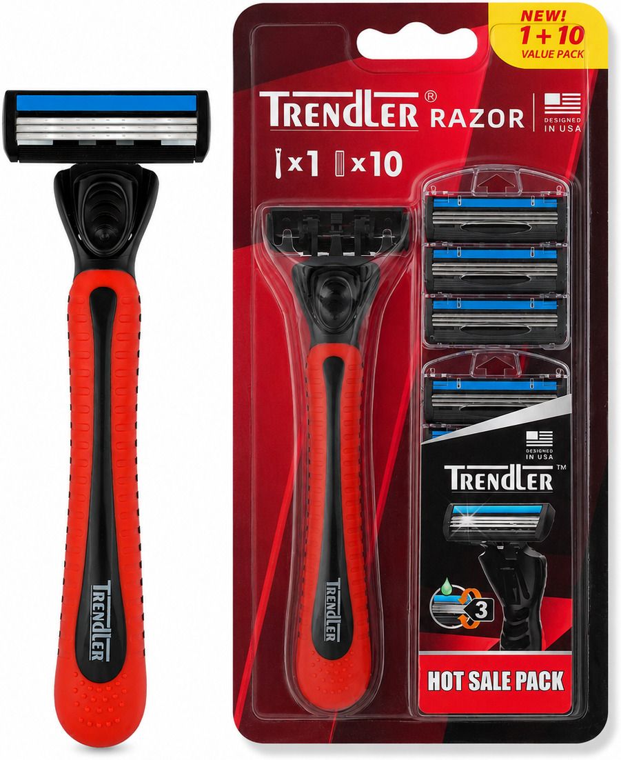 neel madhav 3 Blade Red Razor for Men,1Premium Handle+10 Cartridge Refills,Comfortable Shave, Men-picture-16