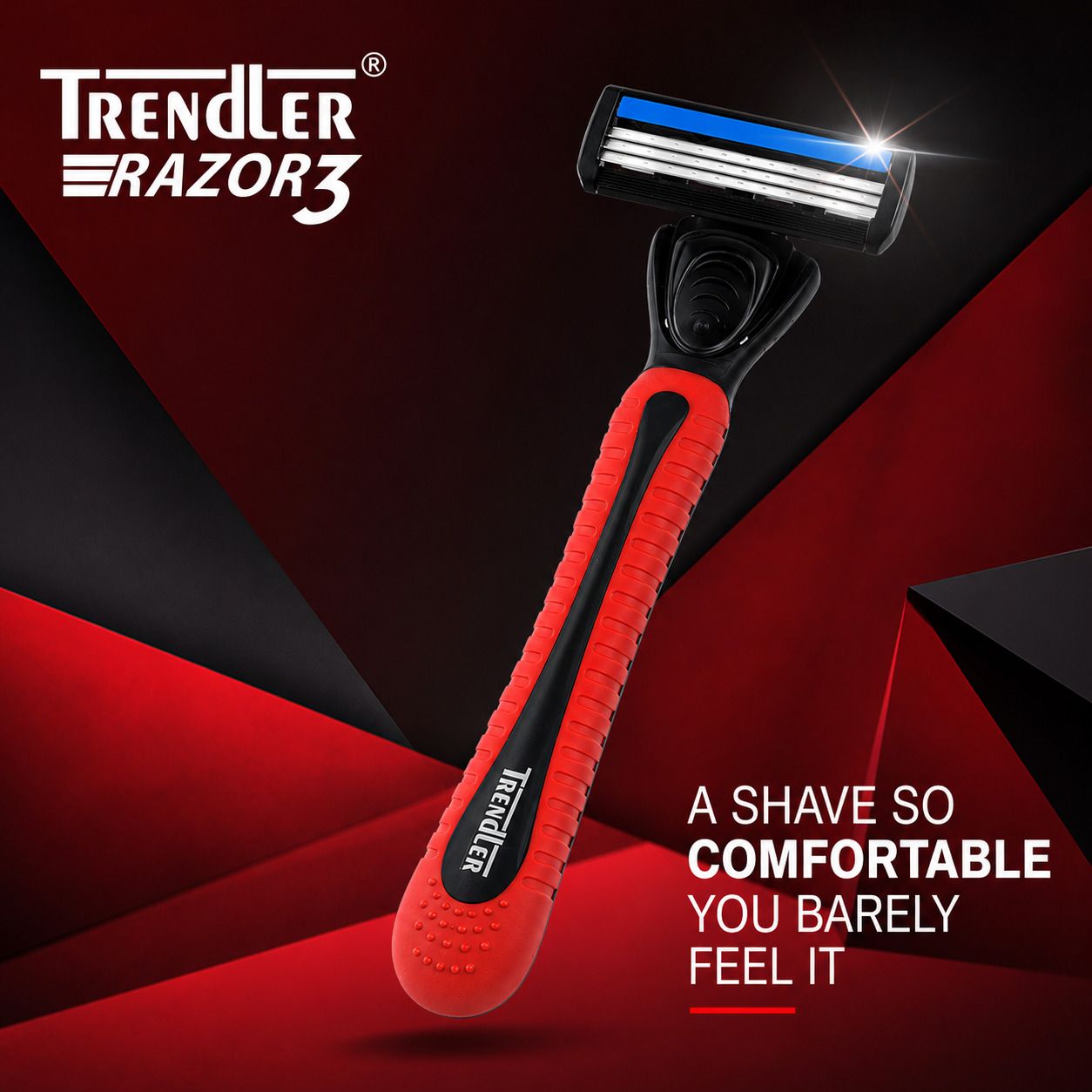 Razor 3-Blade Manual Shaving Red Razor for Men, 10 Replaceable Cartridges, Men-image-28
