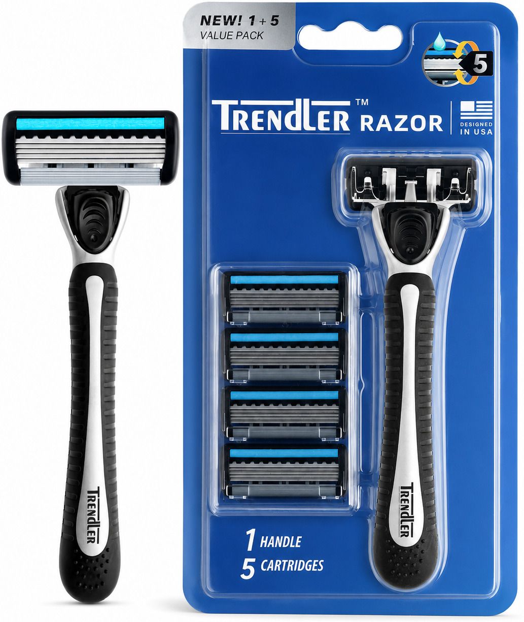 neel madhav 5-Blade Razor &1Handle+5 Cartridges with Precision Back Blade &Lubricating Strip, Men-picture-42