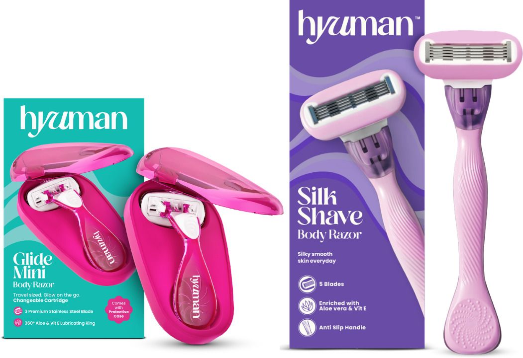 Glide Mini Body Razor + Silkshave 5 Blade Body Razor Grooming Combo, Women-image-35